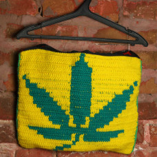 Tricolor cushion cover with hemp leaf