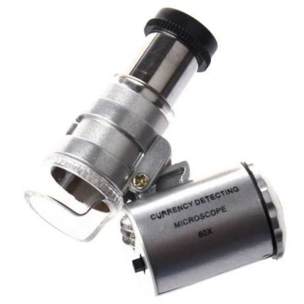 Микроскоп 60-ти кратный, карманный с подсветкой