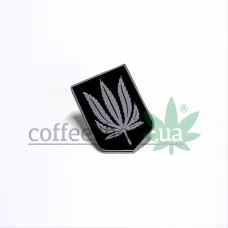 Пін (значок) колекційний "Конопляний Тризуб" срібно-чорний