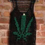 Black knitted T-shirt with hemp leaf